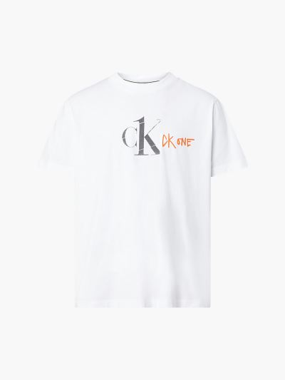 Calvin Klein Ruhák HU603009 | Calvin Klein CK ONE Organic Cotton Logo Férfi Póló Világos Fehér